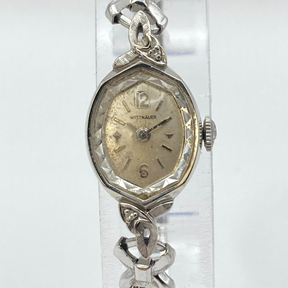 Vintage Wittnauer Women's Watch 14mm Silver Tone Faceted Manual Wind Up 6.5"